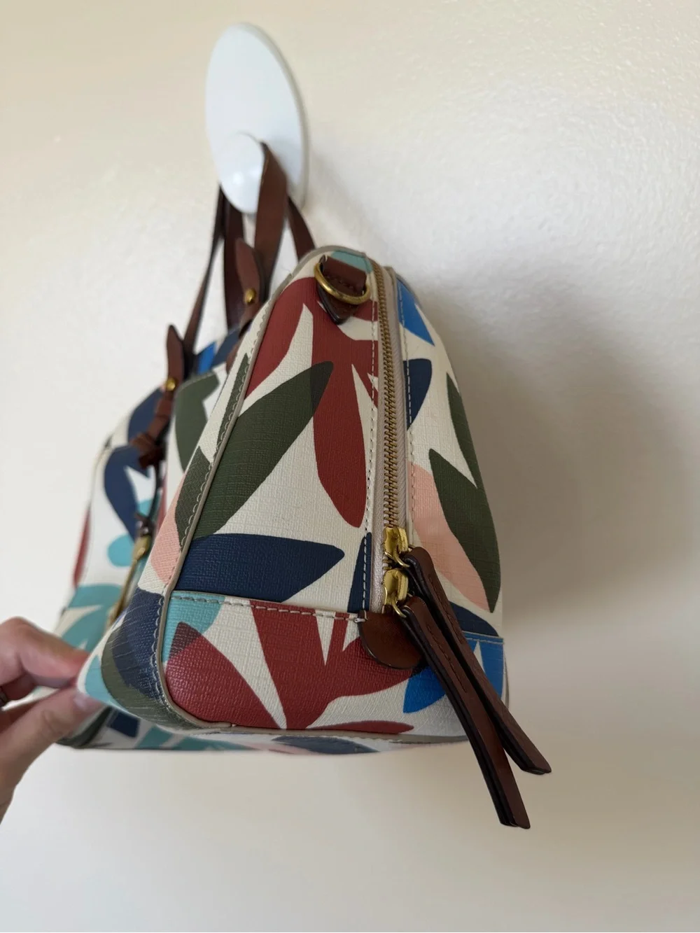 FOSSIL Colorful Leaf Print Handbag